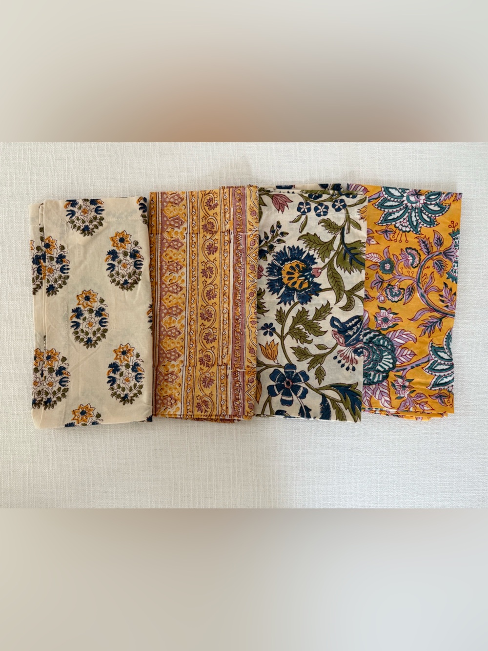 Pottery Barn Block Print Floral Napkins